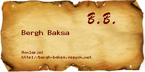 Bergh Baksa névjegykártya